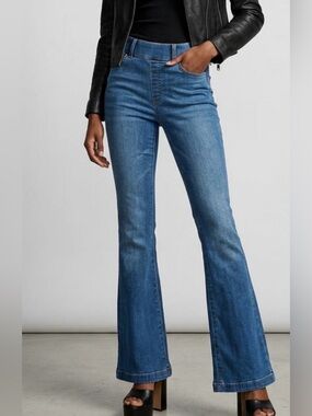 SPANX EveryWear Pull-On Flare Jeans XS Midnight Shade Blue High Rise 20327Q